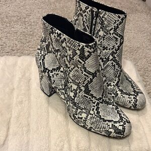 INC International Concepts Black & White Snake-Print Ankle Boots